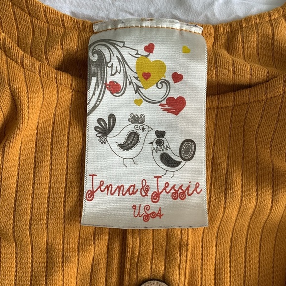 JENNA & JESSIE Girl’s Goldenrod Ribbed Tank Dress Waist Tie Button Accent 8 GIRL - Picture 3 of 10